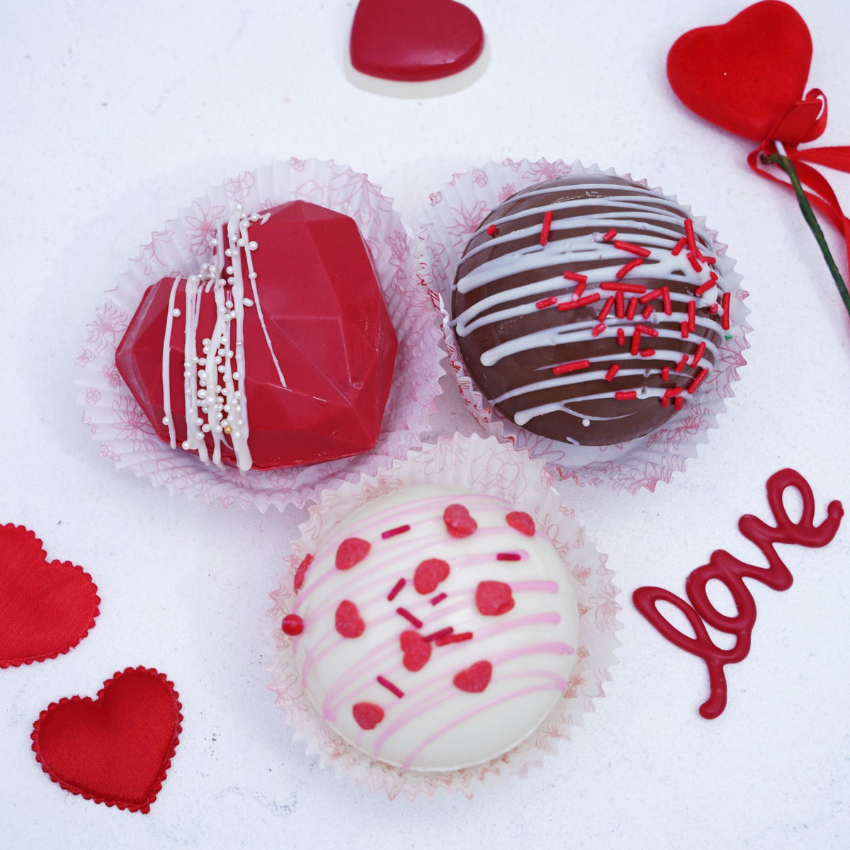 Heart chocolate bombs