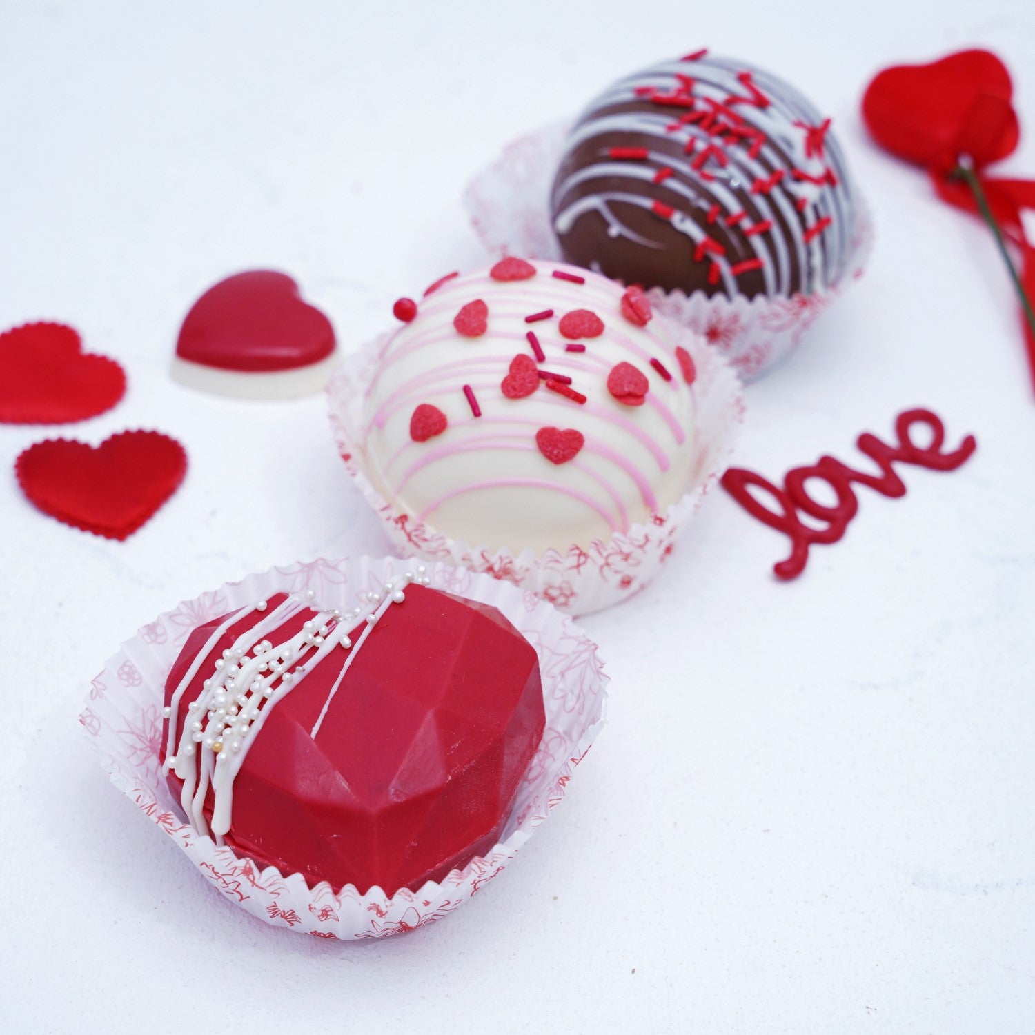 Heart chocolate bombs